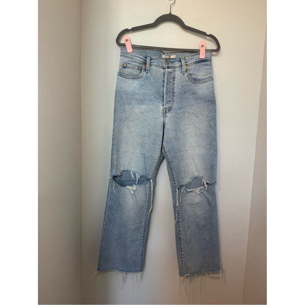Levi's Light Blue Ribcage Straight Distressed Jeans